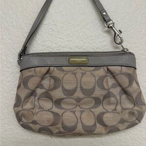 Coach Beige and Gray Signature Wristlet